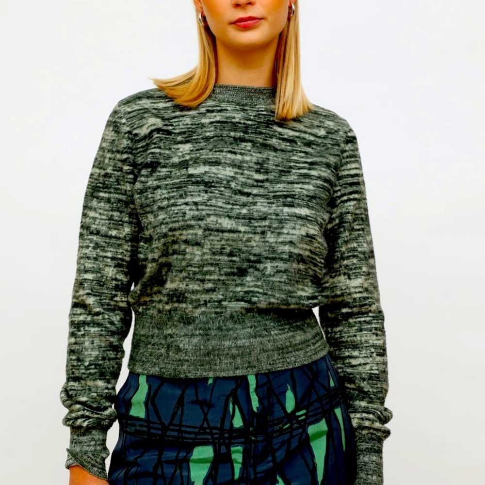 VICTORIA BECKHAM Marled brushed  cropped cotton sweater - Picture 2 of 8